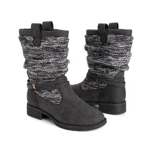 LUKEES by MUK LUKS Black Knit Bridgette Slouchy Boots